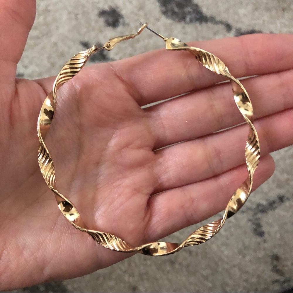 Barney’s New York Twisted Gold Hoop Earrings - Picture 2 of 2